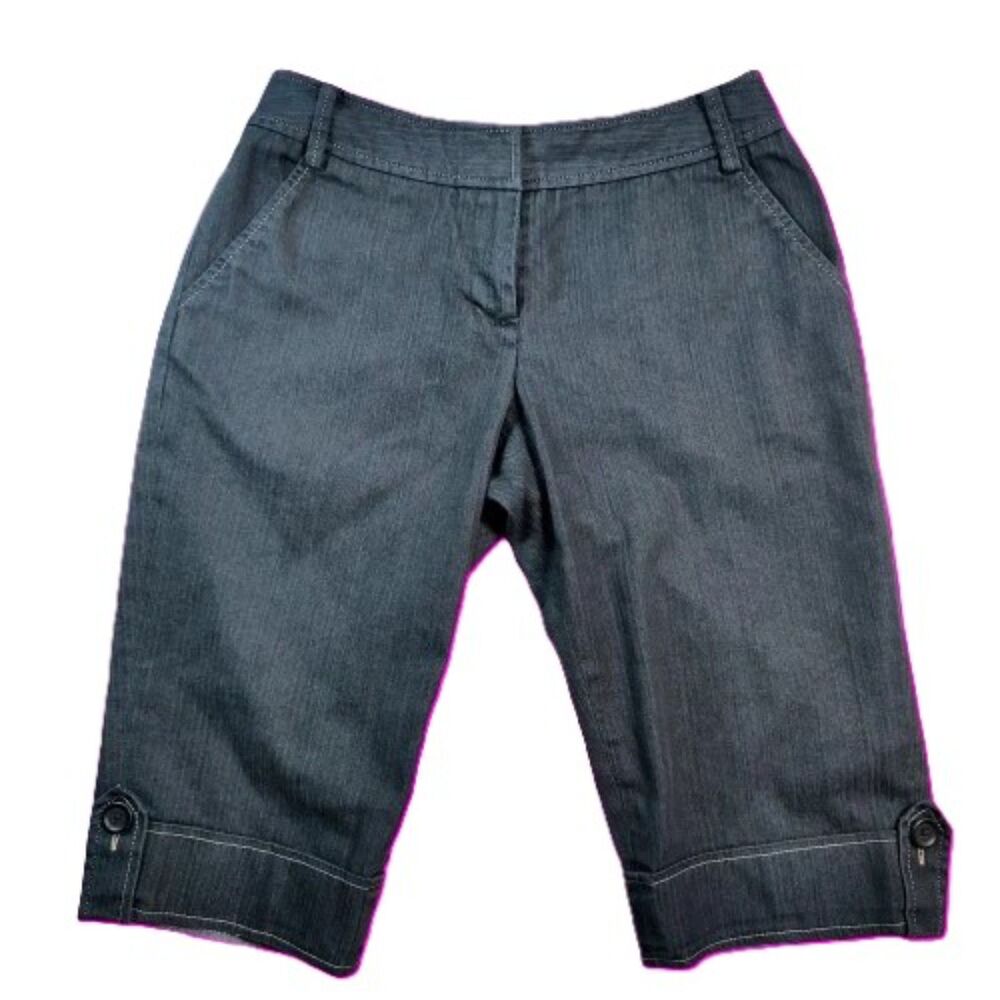 Ann Taylor LOFT Petites Julie Capri Pants 2P Dark Wash Denim Stretch